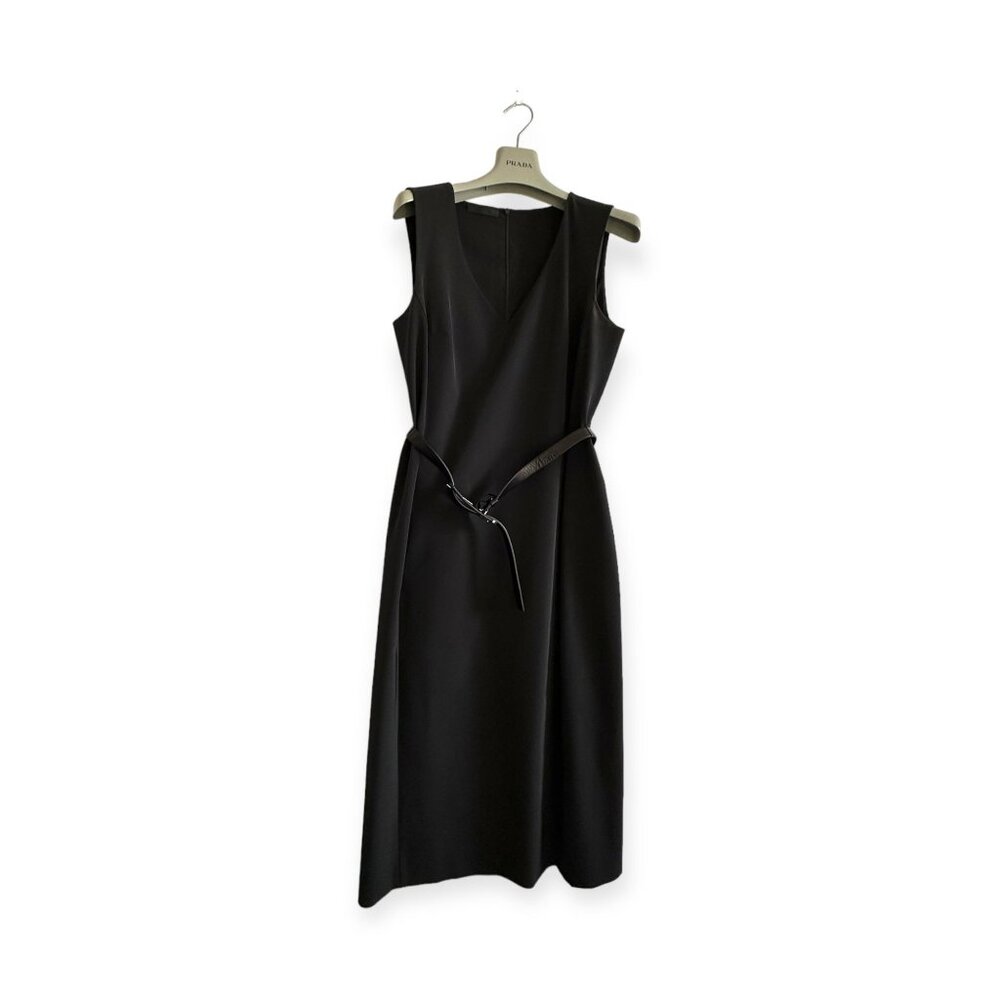 Prada Archival 1990s Tech Fabric Sleeveless Midi Dress with‎ Belt IT46